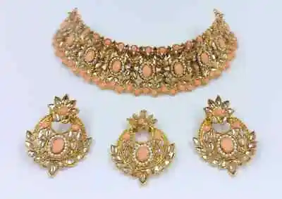 Jewelry Set Kundan Necklace Indian Bollywood Gold Plated Bridal Pearl Choker • $20.75