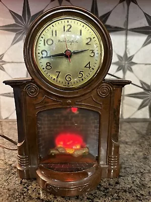 Vintage MasterCrafters Fireplace Clock Lights Animated Motion  No. 272 Working • $75.55