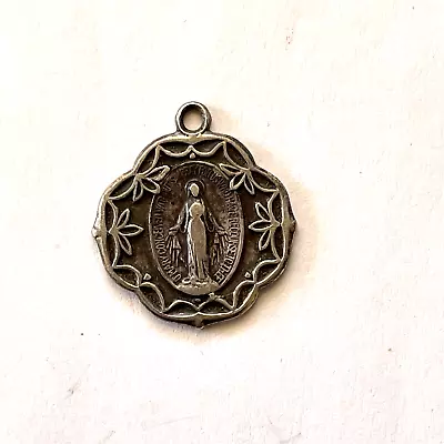 Vintage Mary Sterling Silver Medal Pendant Conceived Without Sin • $14.95