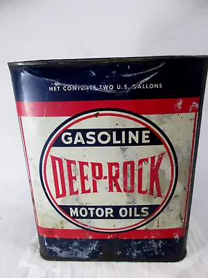 Vintage Deep Rock Gasoline Motor Oil Empty Metal 2 Gallon Can • $598.99