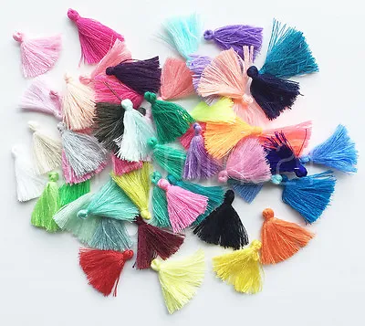 MINI COTTON SILKY TASSELS Craft Jewellery Keyring Boho Earring Necklace Bracelet • £2.59