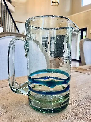 Vintage Mexican Hand Blown Art Glass Drinking Pitcher • $50