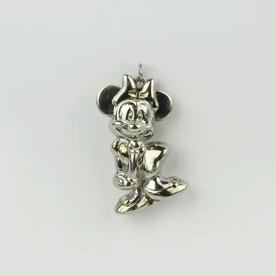 Large Disney Sterling Silver 3-D Minnie Mouse Necklace Pendant • $49