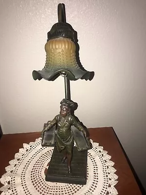 Vintage Art Nouveau Auguste Moreau Spelter Rare Bronze Statue Table Lamp • $365