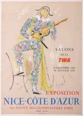Cocteau Jean Salons Twa Exposition Nice Cote D Azur 1954 Vintage Poster﻿ • $2150