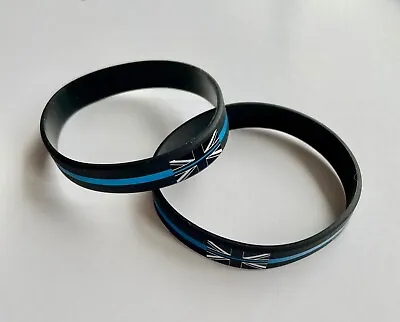Thin Blue Line Union Jack Uk Gb Police Officer Mourning Badge Wristband Bracelet • £4.50