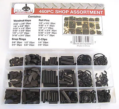 460pc GOLIATH INDUSTRIAL SHOP ASSORTMENT WOODRUFF KEY SNAP RING ROLL PIN E-CLIP • $20.99