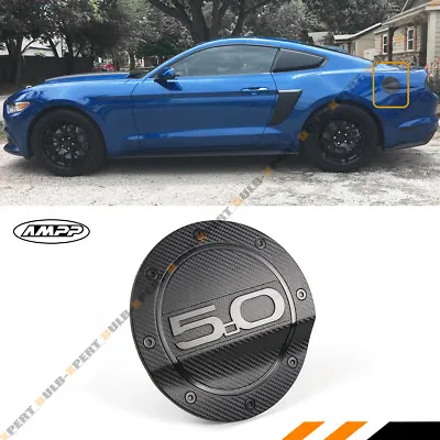 For 15-2023 Ford Mustang 5.0 Carbon Fiber Texture Add-on Gas Fuel Door Cover Cap • $21.99