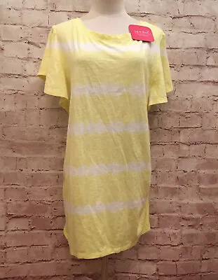 Isabel Maternity By Ingrid Yellow Tie-Dye Flutter Short Sleeve Knit Top Size L  • $19