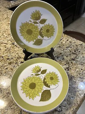 Mikasa Duplex Dahlia D3411 Ben Seibel Salad Plate Green Yellow X 4 1970's • $20