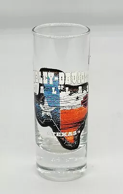 Harley Davidson Tall Shot Glass State Red White Blue Barb Wire Dallas Texas -276 • £12.50