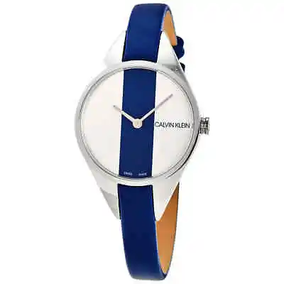 $34.37 • Buy Calvin Klein Rebel Quartz Silver And Blue Dial Ladies Watch K8P231V6