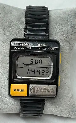 80's Vintage Men's SEIKO Pulse Meter S229-5001 Super Tennis Alarm Chrono Watch • $209.84