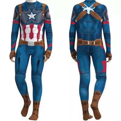 Captain America Costume Cosplay Jumpsuit Halloween Adult/kid Stage Show Clothing • $22.96