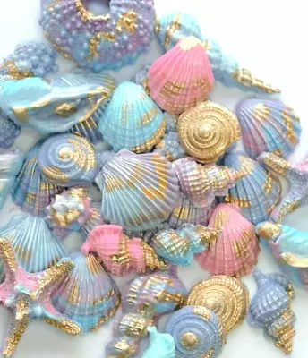 Edible Mermaid Seashells PinkBlue Lilac  Shimmer Sea ShellsCake Decorations • £8.95