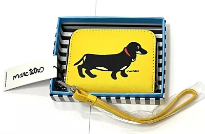 Marc Tetro Women's  Dachshund Small Zip-Around Yellow Wallet Wristlet New In Box • £14.48