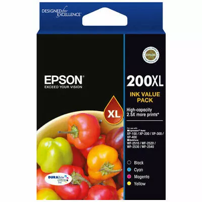 Original Epson 200XL High Yield Genuine Ink Cartridge And 4 Colour Value Pack • $53.16