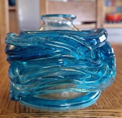 Mdina Blue Glass Vase With Ribbon Design  • £24.99