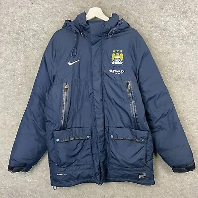 Manchester City Jacket Mens Large Blue Nike Storm Fit1 Down Player Issue 2013/14 • £74.99