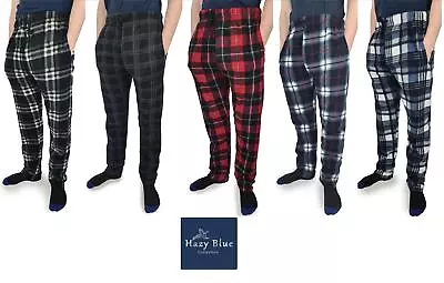 Hazy Blue Paxton Mens Tartan Checked Warm Fleece Loungewear Pyjamas Pants • £12.99