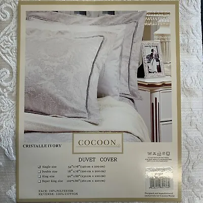 Single Bed Luxury Duvet Cover Set Woven Jacquard Ivory Neutral Braid Edge  • £15.95