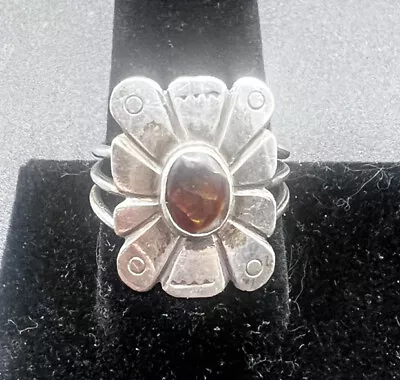 Vintage Navajo Sterling Silver Polished Ammolite Ring Size 10.75 SS575 • $59