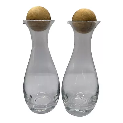 Sagaform Nature Collection Oil & Vinegar Glass Carafe Set Wood Stopper Modern • $16.15