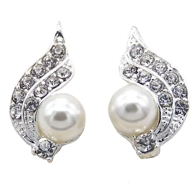 Fake Clip On Earrings Ear Crystal Silver Non-piercing Zircon Unisex Clip-on Gift • £3.49