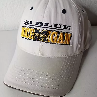 University Of Michigan Wolverines Go Blue Baseball Hat Cap Embroidered White • $14.93