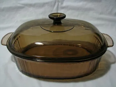 Corning Visions 4L Oval Roaster Dutch Oven With Lid Amber USA • $29.99