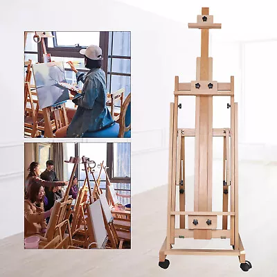 Large Beech Wooden Movable Artist Studio Easel H-Frame Easel Adjustable 56-91  • $147.27