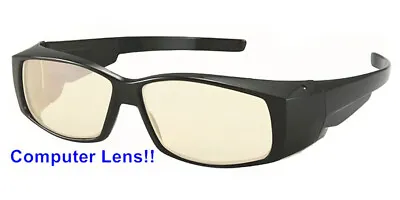 Computer Screen Lens Fit Over Most Glasses Block Blue Light Black/Glossy 20AB • $8.99