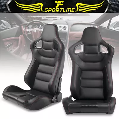 Universal Reclinable Racing Seat + Dual Slider X2 Black PU & Carbon Leather • $348.99