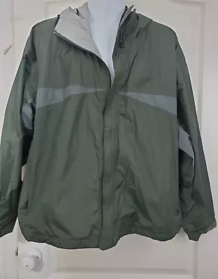 Cabelas Outdoor Gear Mens Windbreaker Jacket 2XL Green Gray Dry Plus Full Zip Up • $19.99