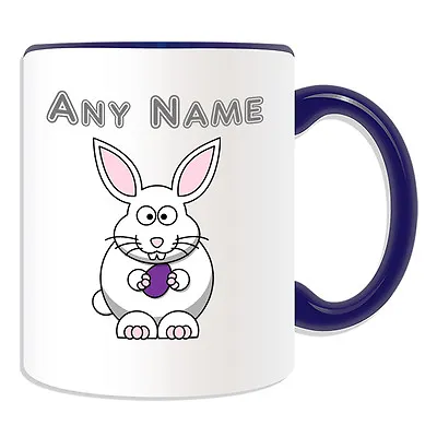 Personalised Gift Bunny Mug Money Box Cup Name Coffee Silly Egg Rabbit  Easter • £13.96