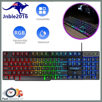 USB Wired 104 Keys Mechanical Gaming Keyboard RGB LED Backlit For PC PS4pro • $25.66