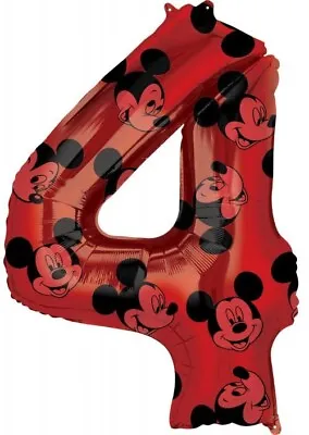 4th Birthday Mickey Mouse 26'' Anagram Balloon Party Decorations Number 4 • $9.99