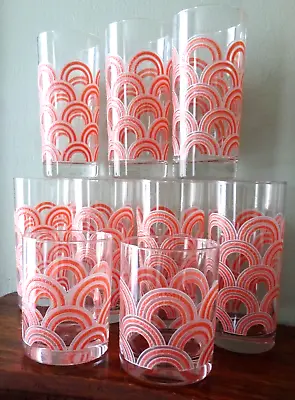 $69.99 • Buy 9 Vintage Fiesta Ware Drinking Glasses Arch's Arches Rainbow  Apricot Orange