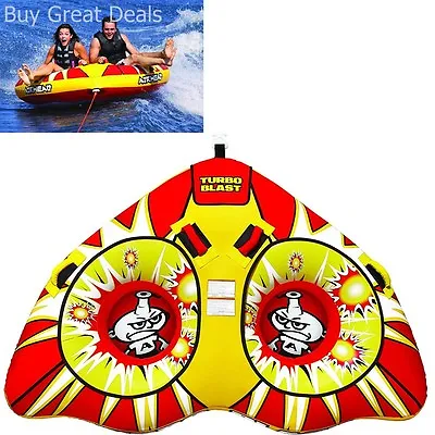 Inflatable Towable 2 Person Water Tube Raft Tow Ski Rider Float Boat River Lake • $186.98
