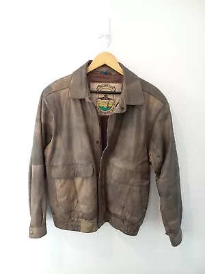 VTG 80s 90s Aviator Leather Bomber Jacket Size 105 Twilight Tour Jasper Air L XL • $189.99