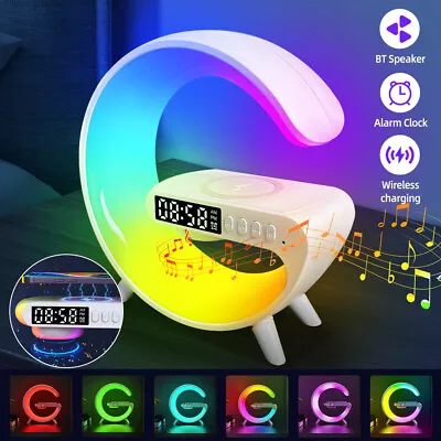 Alarm Clock Bluetooth Speaker Wireless Fast Charger Sound Machine Wake Up Light • $23.19