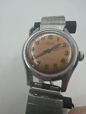 Vintage Vidar 17 Jewel Men's Mechanical Wristwatch Swiss W Salmon Dial WORKING • $29
