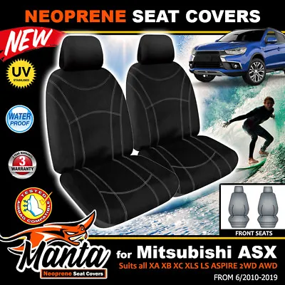 $149 • Buy Manta Custom Neoprene FRONT Black Seat Covers For Mitsubishi ASX XA XB 2010-21