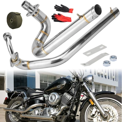 $169 • Buy Chrome Shortshots Staggered Exhaust Muffler Pipes Yamaha V Star 650 XVS400