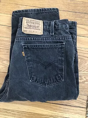 Vintage Levi's 38x32 Orange Tab 505 Straight Leg Black Denim Jeans USA 90s • $38