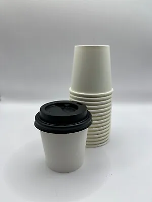 100/200pk 4oz White Black Or Bamboo Cups With Lid Disposable Espresso Coffee • £24.14