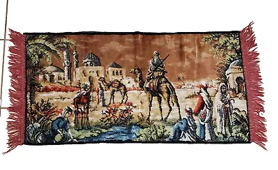 Vintage Desert Camel Middle Eastern Tapestry Rug Wall Hanging  43  X 19 1/2  • $24.50