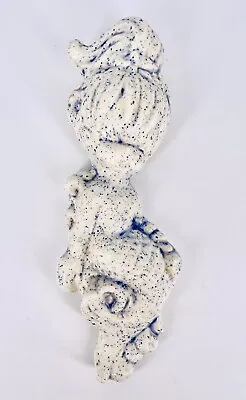 Ceramic Mermaid Wall Hanging Figurine Blue Speckle Glaze Vintage Mold AS IS • £14.24