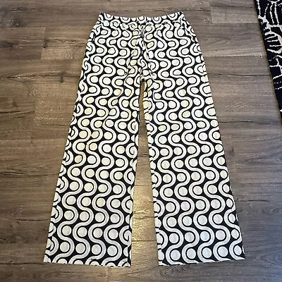 NWT Zara Pants Women MEDIUM - Black/Off White Geometric Print • $9.80