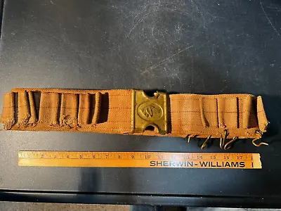 Vintage Ammo Belt Dog Belt Buckle Anson Mills 1881 T.C. Orndorff Worcester MASS • $96.63